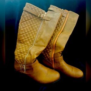 DREAM PAIRS Knee High Boots Low Block Heel, Riding, Round Toe Side zippers